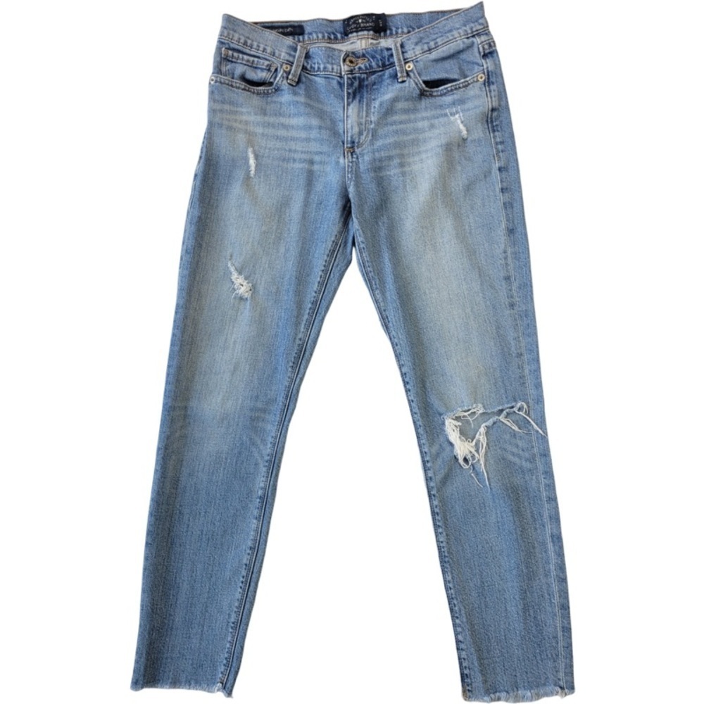 ✅ Lucky Brand woman's blue Brook Capri denim pants size 4/27